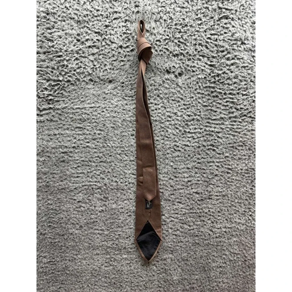 Thierry Mugler Paris Mens 100% Silk Designer Adjustable Neck‎ Tie Brown 55.5